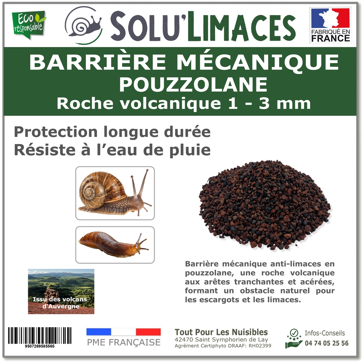 Pouzzolane barrière Anti Limaces, Escargots et autres gasteropodes, SOLU